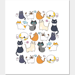 Cute cats pattern Posters and Art